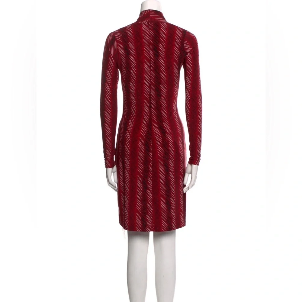 Norma Kamali Printed Wrap Dress Red Stripe Size Medium - Picture 12 of 12